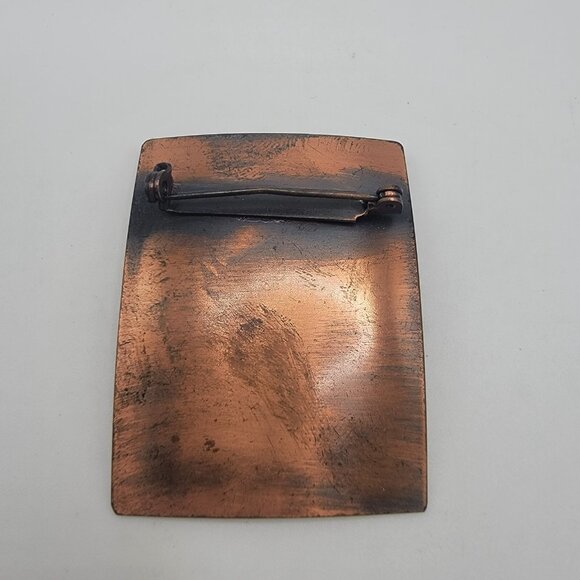 Vintage Copper Maple Leaf Pin Brooch 3D Raised Leaf on‎ Square Back - Picture 3 of 5